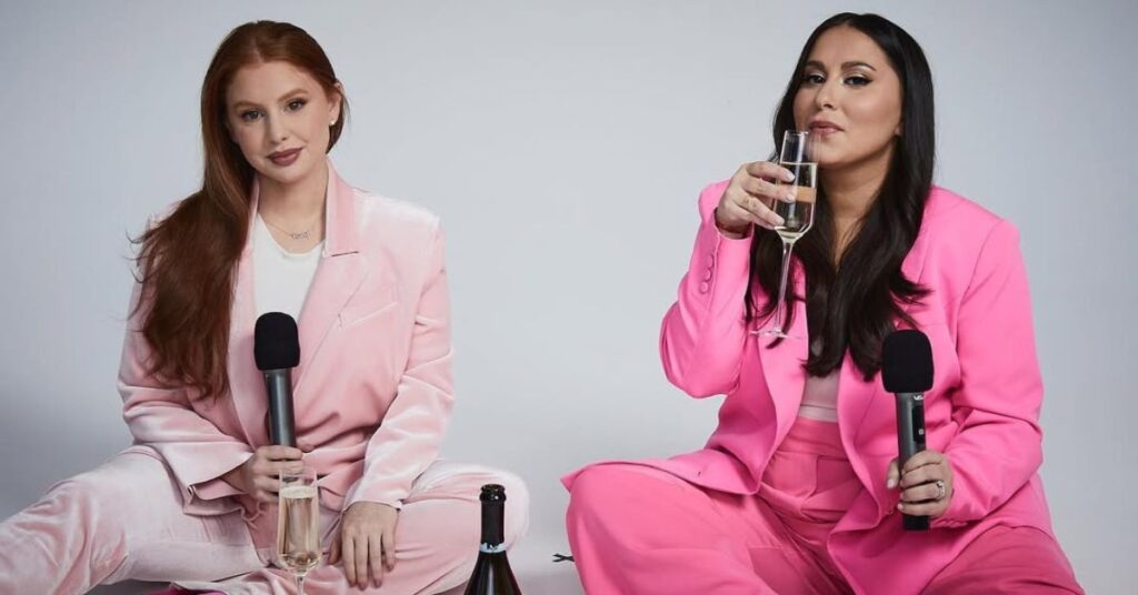 Claudia Oshry and Jackie Oshry hosting The Toast podcast, one of the most successful independent shows with over 100 million Spotify streams.